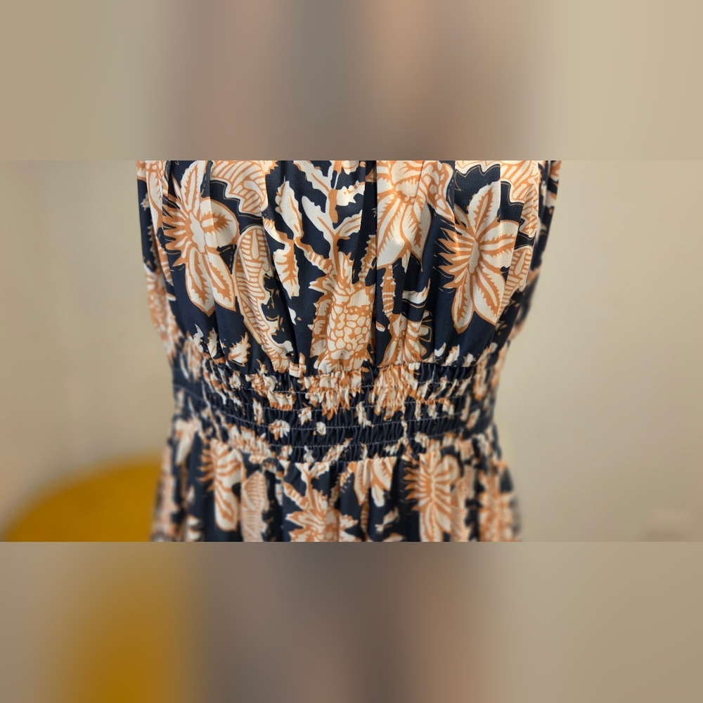 GRACE KARIN Floral Maxi Dress in Grey And Orange Size L. - Picture 5 of 16